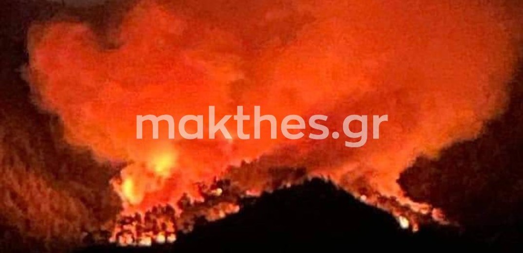Δύσκολη νύχτα στη Θάσο - Εντάθηκε η φωτιά σε δασική έκταση κοντά σε κατασκήνωση (βίντεο - φωτ.)