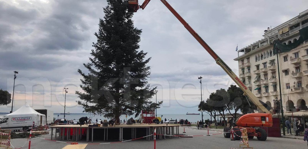 Θεσσαλονίκη: Πυρετώδεις προετοιμασίες για τη φωταγώγηση του χριστουγεννιάτικου δέντρου