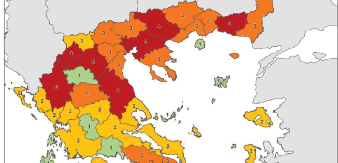 Κορονοϊός: Ο νέος χάρτης υγειονομικής ασφάλειας- Στο &quot;κόκκινο&quot; η βόρεια Ελλάδα 
